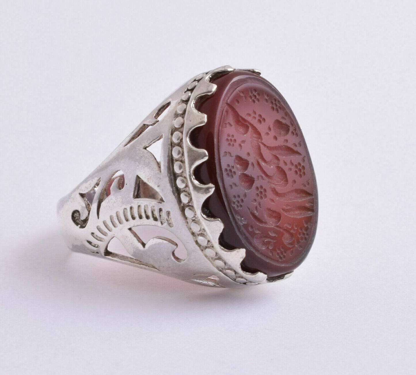 Kabdi Agate aqeeq aqiq 925 Silver Men Ring- Quran-Islamic yemen- yemeni