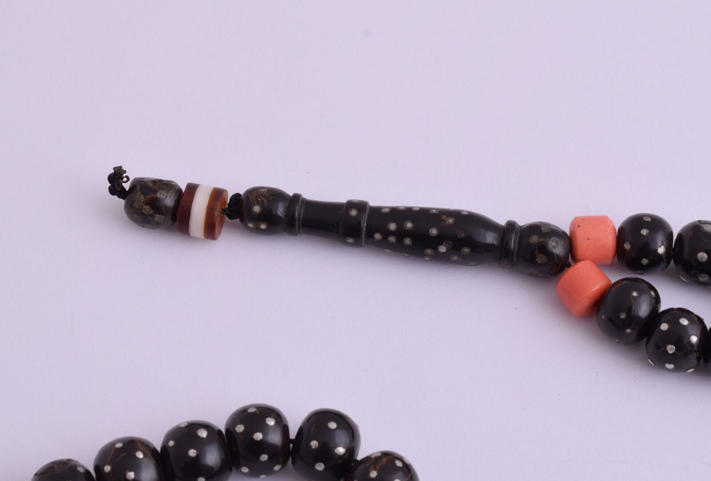 Antique black coral Yusr prayer beads-makawy Hejaz -106gr-يسر مكاوي قديم