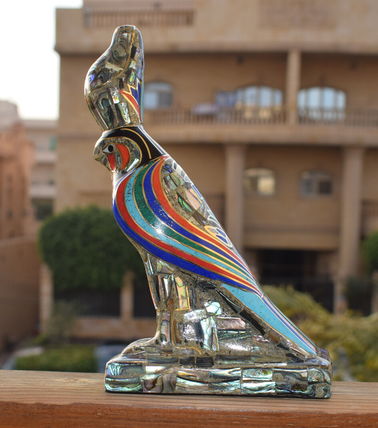 Egyptian Horus Statue-covered with Mother of Pearl-Decorative-Revival/ 8.7"