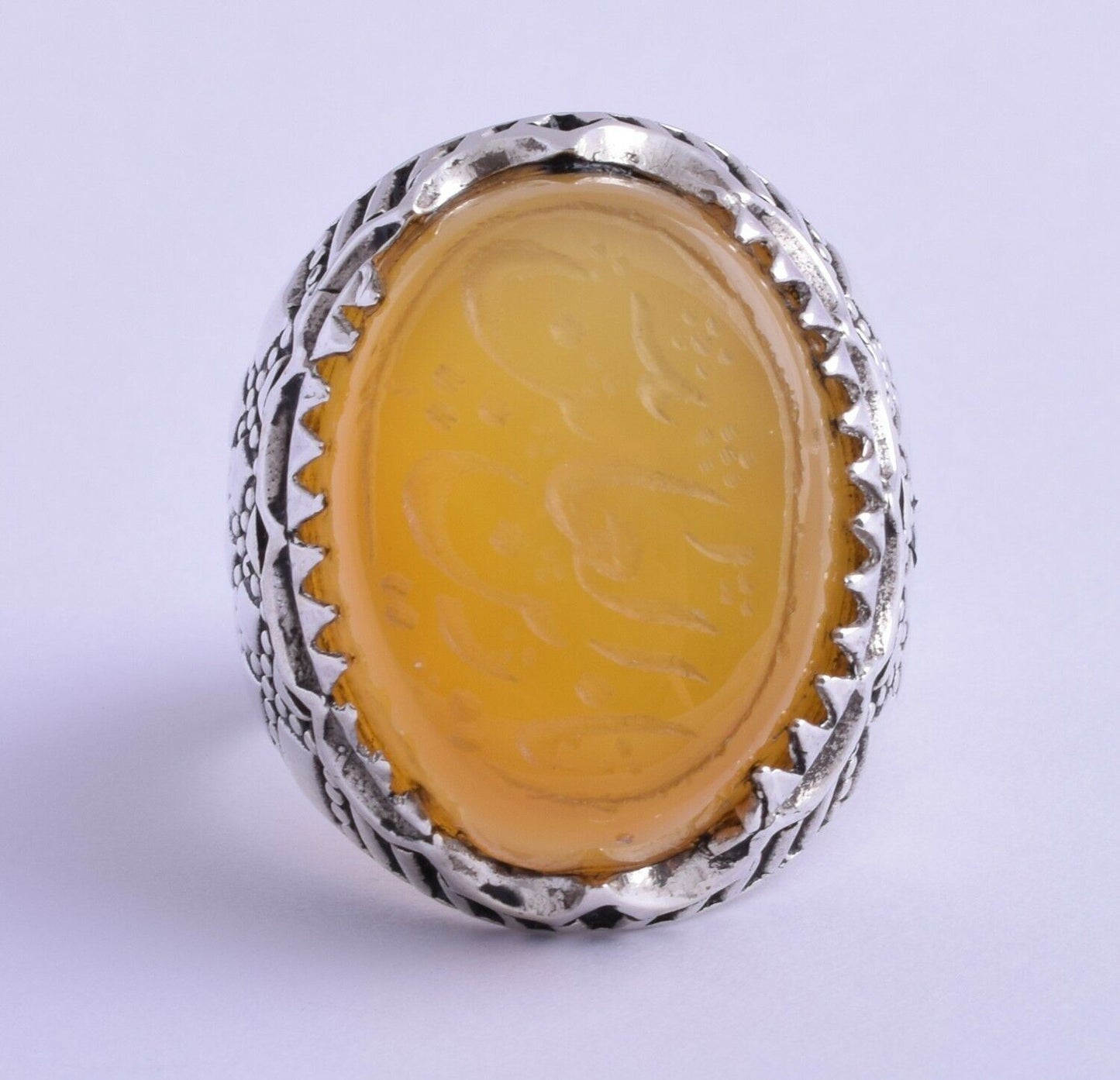 Islamic 925 Silver agate aqeeq aqiq Men Ring-yemen- yemeni- middle eastern-DHL