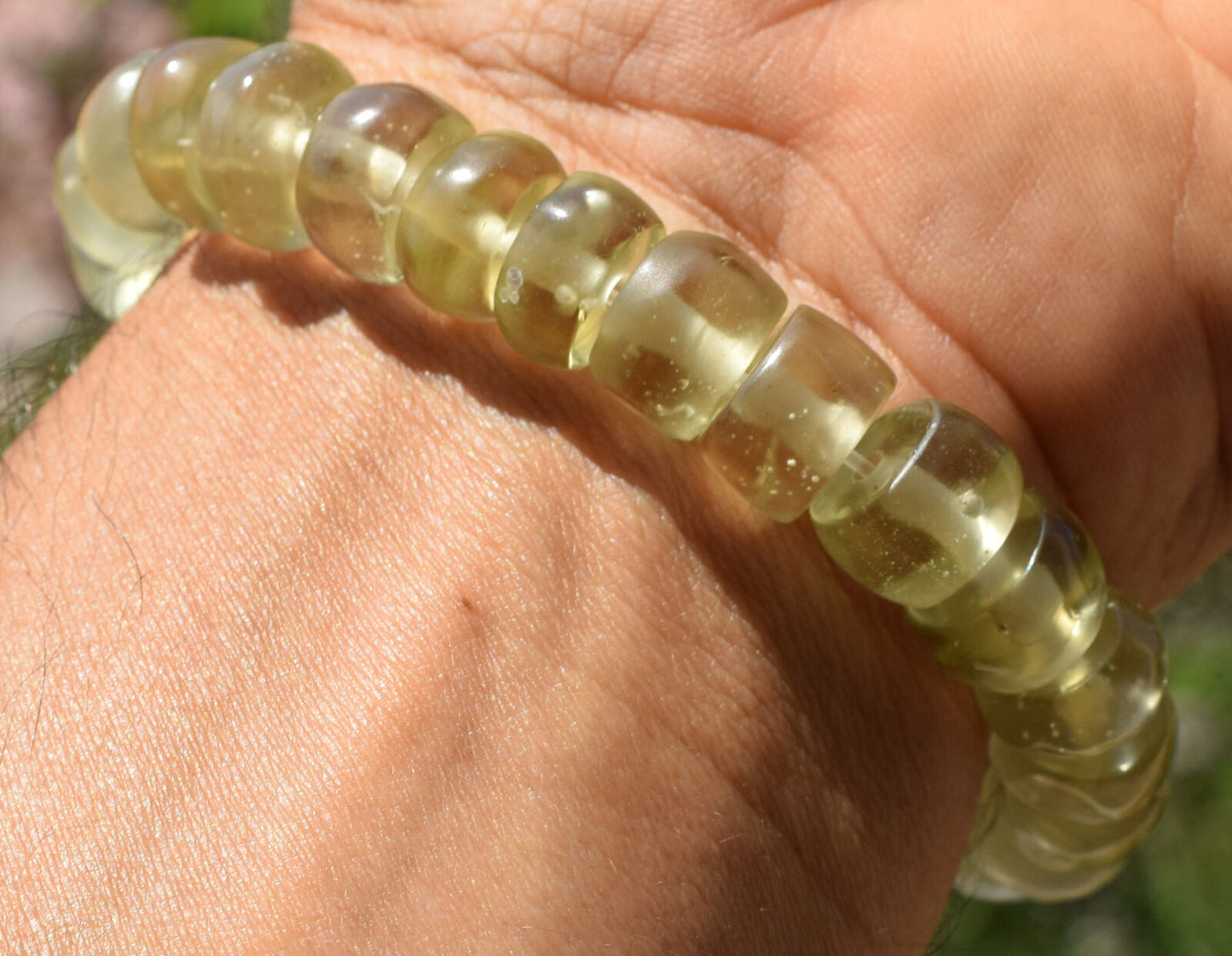 Libyan Desert glass Bracelet-28 beads-12mmx6mm-192 ct-Meteorite Tektite-asteroid