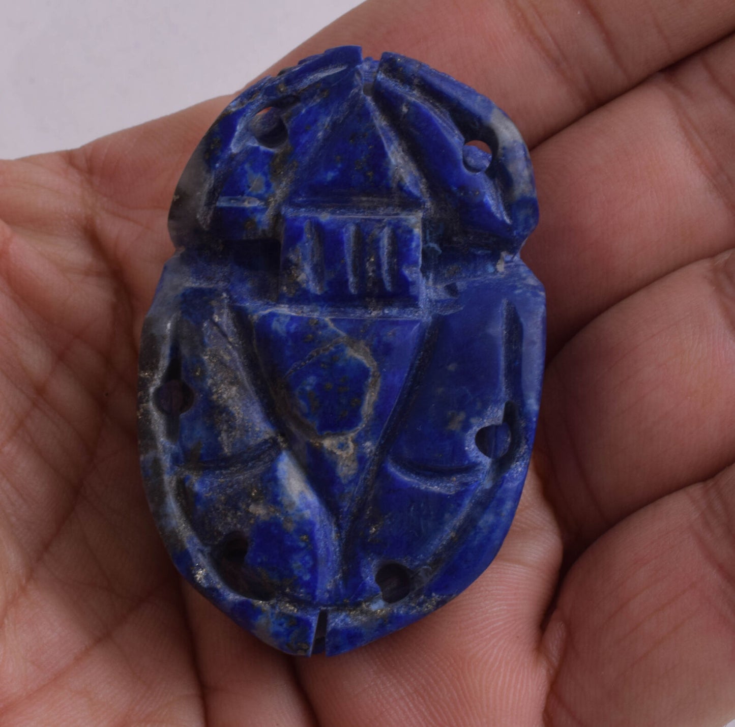 Egyptian Scarab-Carved Egyptian Lapis Lazuli Scarab- 2.3" /  76 gram