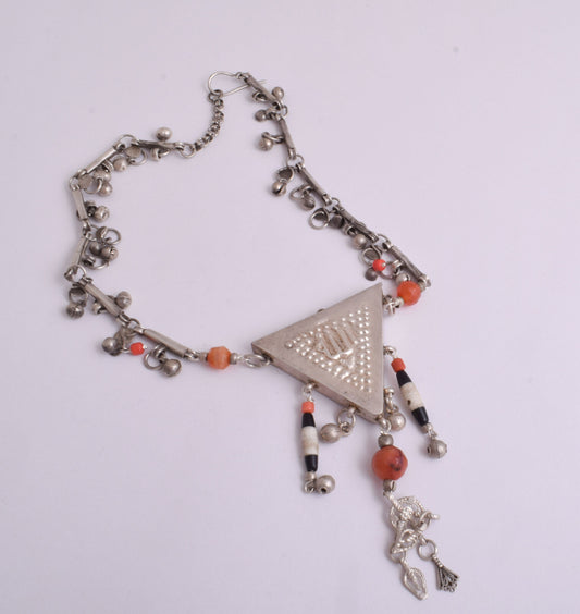 Vintage Silver Egyptian Zar Amulet Pendant Necklace-cult egyptian jewelery