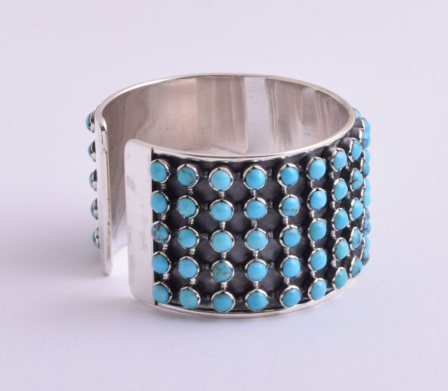 Egyptian Turquoise sterling silver Cluster Bracelet-110 gram-Wide Cuff