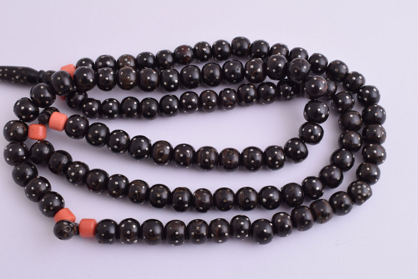 Antique black coral Yusr prayer beads-makawy Hejaz -106gr-يسر مكاوي قديم