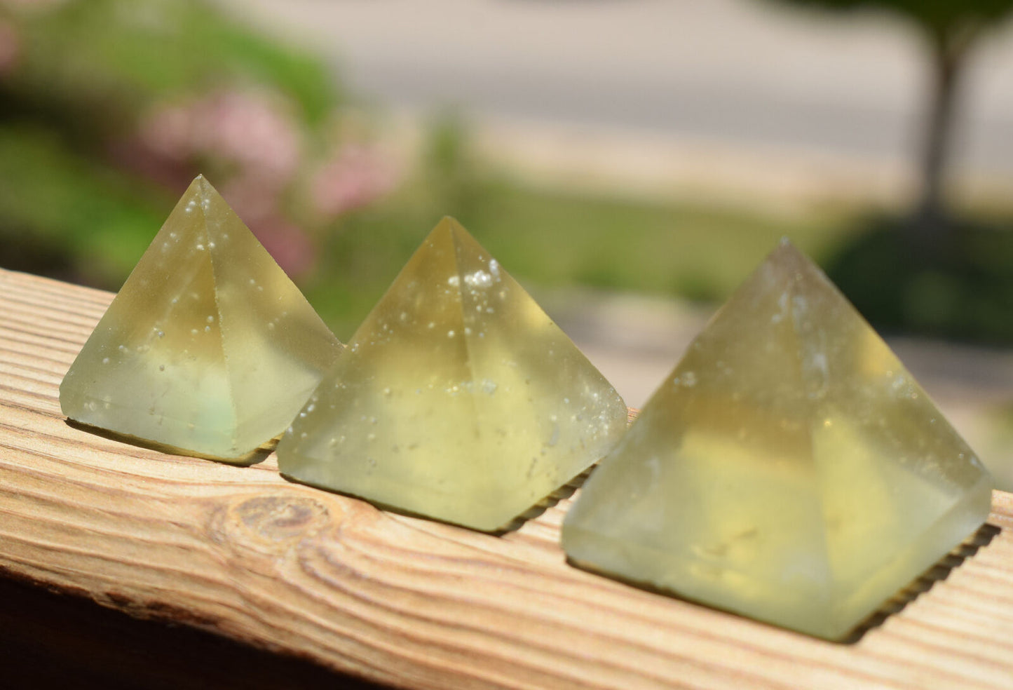 3 Libyan Desert Glass Pyramids-277 ct-Meteorite Tektite-asteroid impact