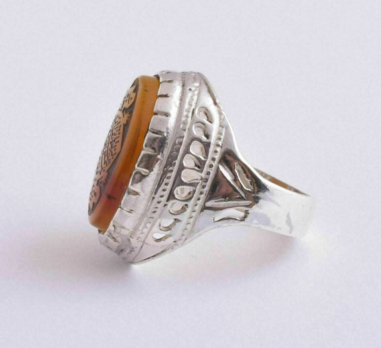 Islamic yemen- yemeni-agate aqeeq aqiq 925 Silver Men Ring- Quran-middle eastern