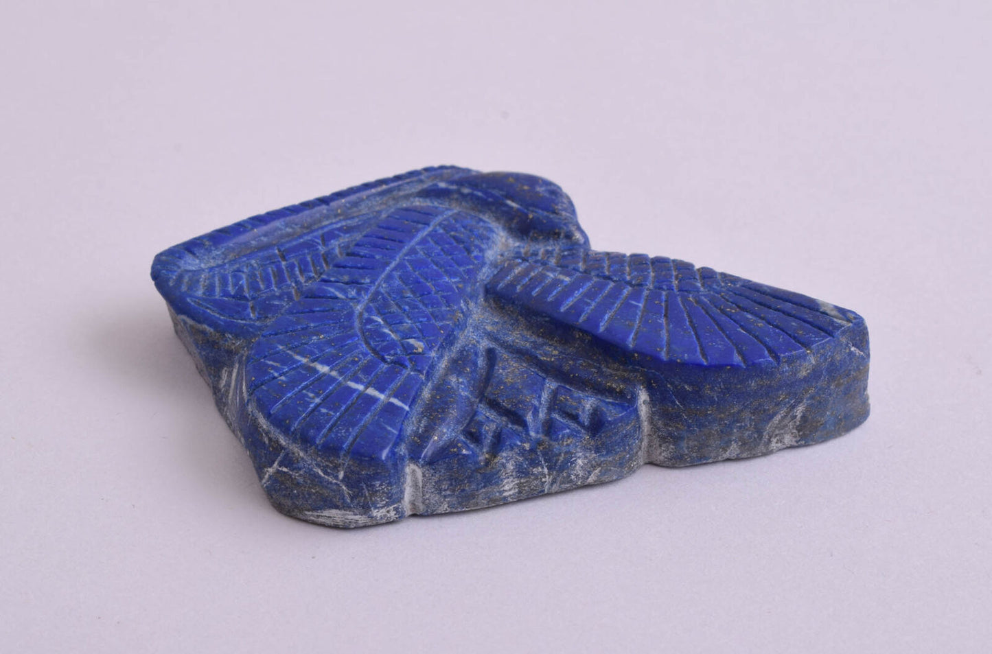 Egyptian Horus Wings-Hand Carved blue Lapis Lazuli-Protective- 2" / 55 gram