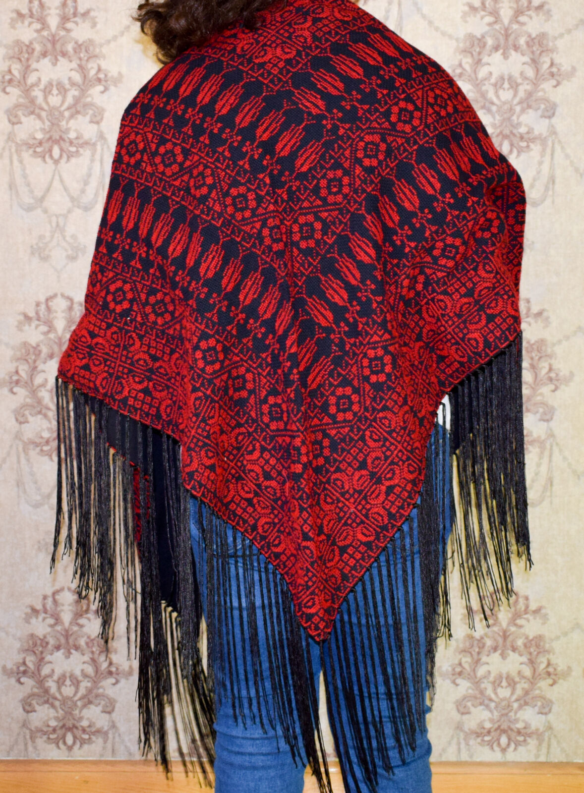 Hand Stitched embroidered Egyptian / Palestinian Bedouin Wrap Shawl Scarf