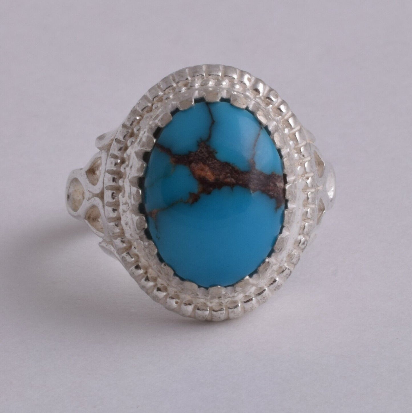 Egyptian Turquoise Sterling silver Men Ring-Middle Eastern-Spiderweb Turquoise