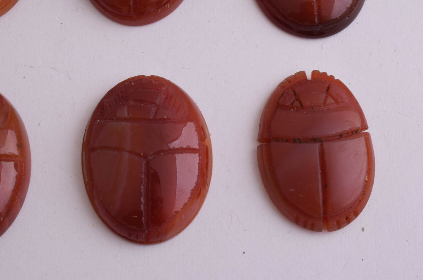 8 Egyptian Scarab-Hand Carved Egyptian Agate Scarab-Revival stone amulet