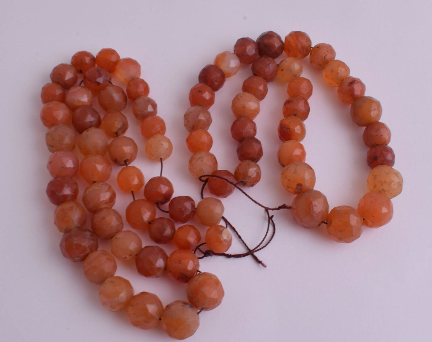 2 Antique Carnelian faceted Agate beads Necklace-middle eastern-190 gram