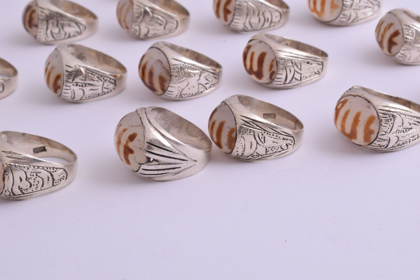 22 Islamic ALLAH rings collection, Yemen agate, men rings-Wholesale Lot