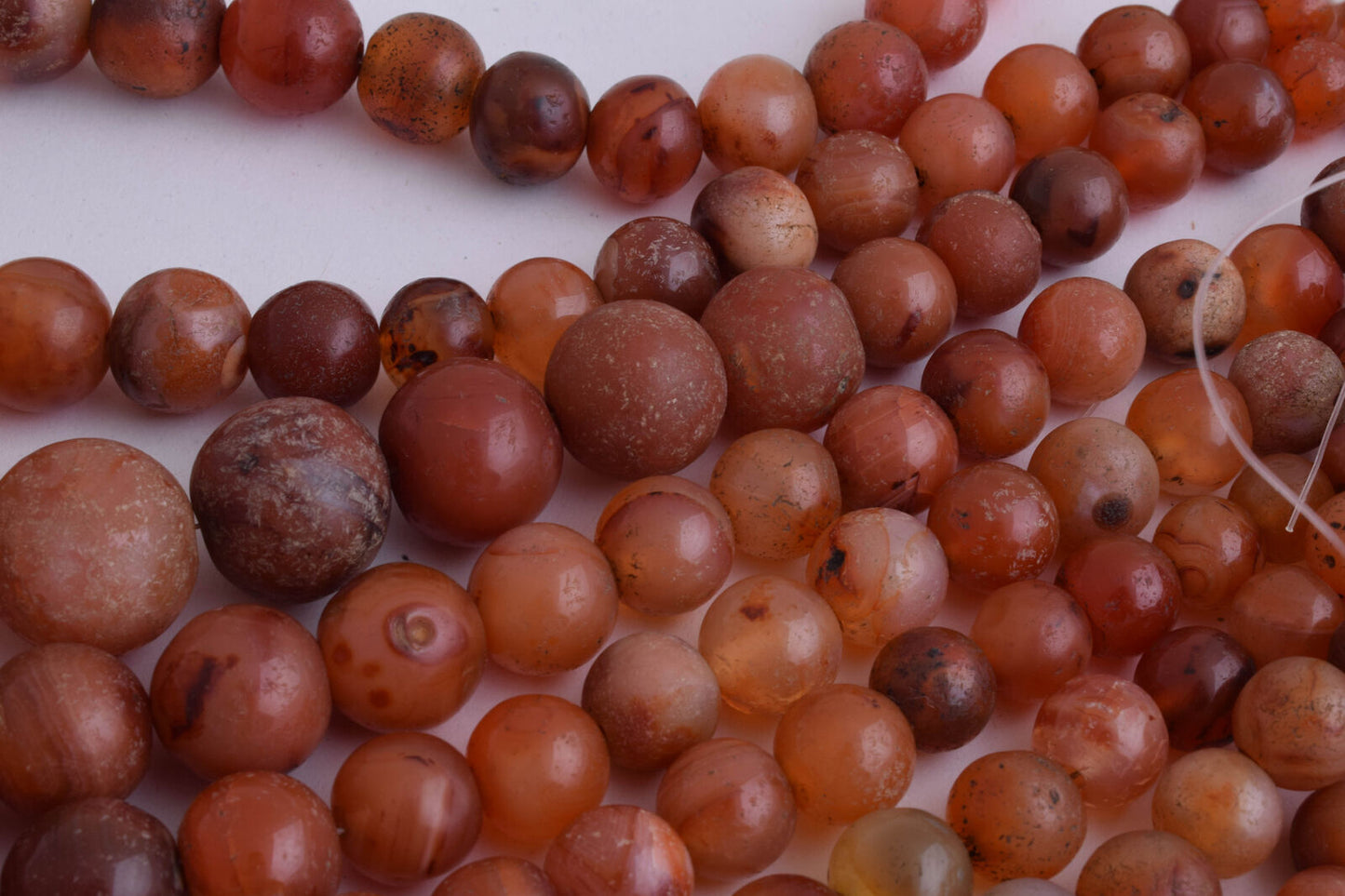 8 Antique old Carnelian round Agate beads Necklace-middle eastern