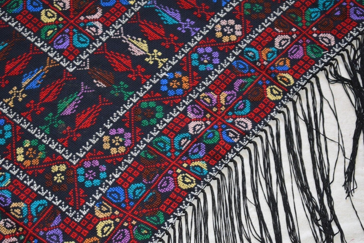 Palestinian Scarf, Embroidered Shawl, Egyptian Shawl, Bedouin Scarf, Hand Woven