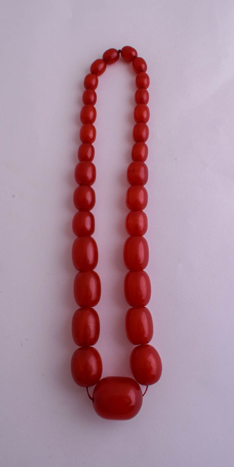 Vintage Red Bakelite necklace Beads-light cherry amber graduated bead-125 gram