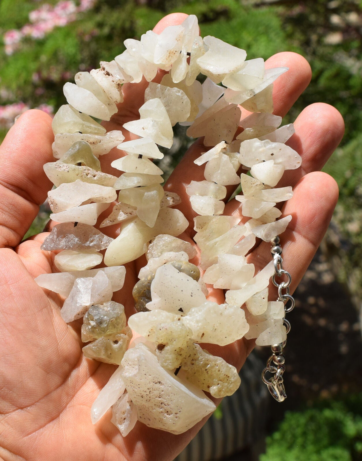 Libyan Desert glass Necklace, rough desert glass from asteroid impact-183 grams