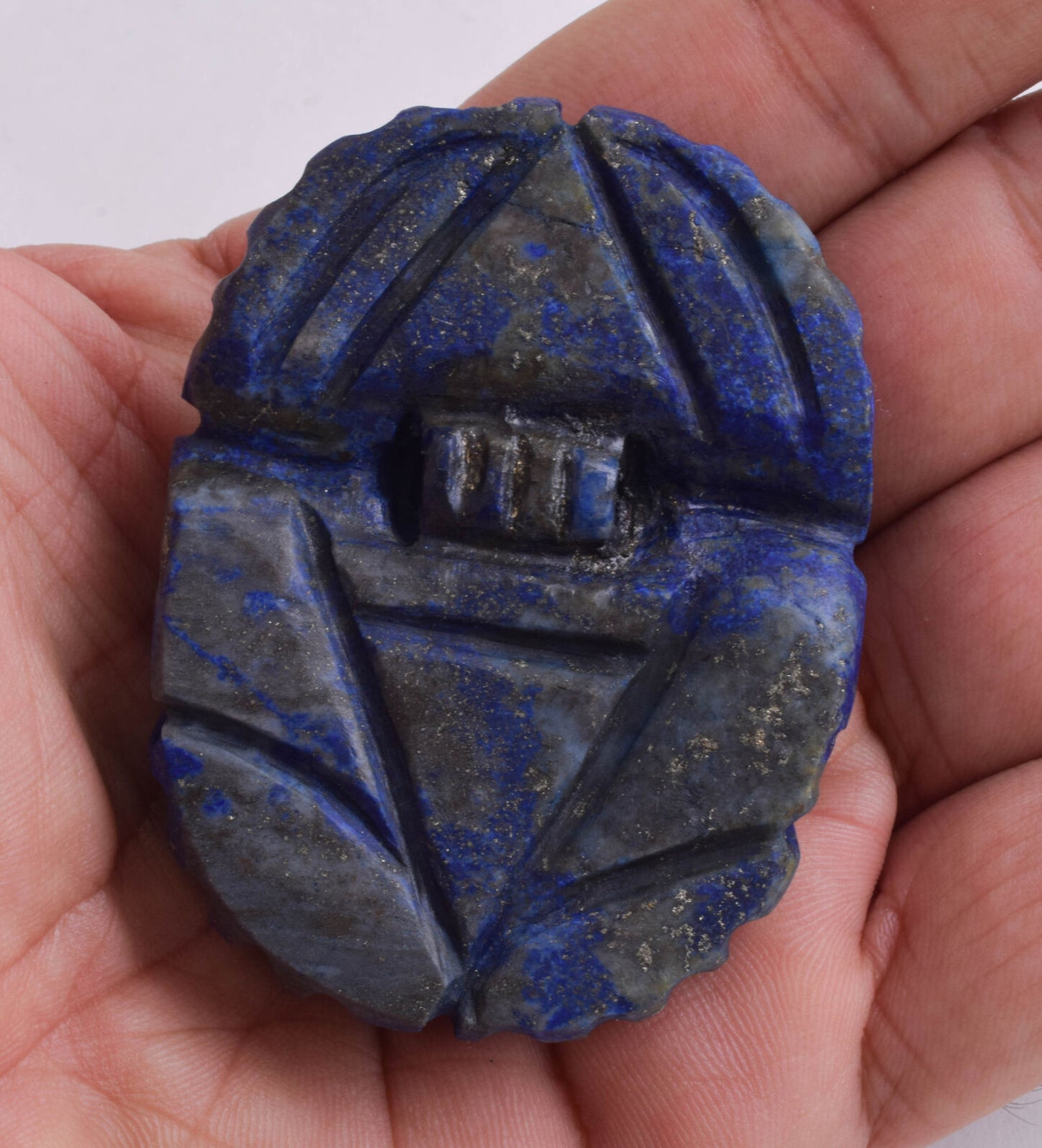 Egyptian Scarab-Carved Egyptian Lapis Lazuli Scarab- 2.6" /  127 gram