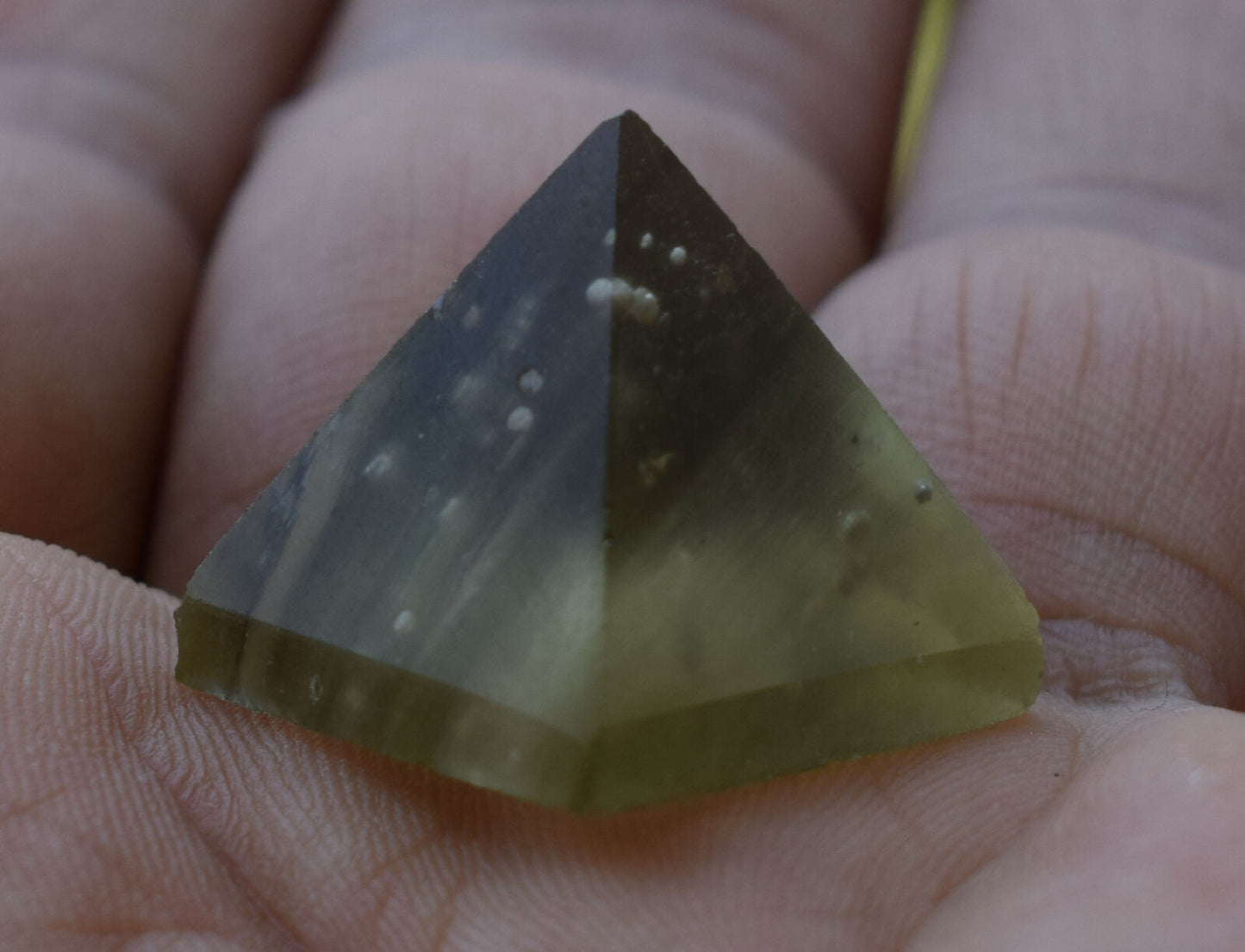 Libyan Desert Glass Pyramid-38 ct-Meteorite Tektite-asteroid impact- 0.8" Height