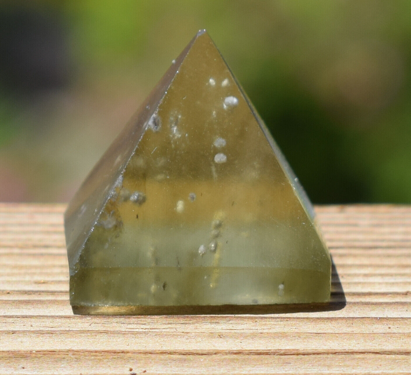 Libyan Desert Glass Pyramid-38 ct-Meteorite Tektite-asteroid impact- 0.8" Height