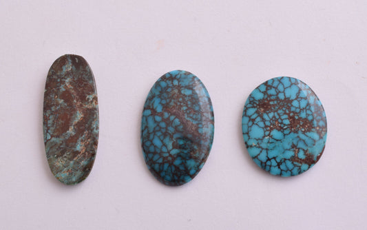 Egyptian Turquoise spiderweb Cabochon/  3 Cab cabochon stone- 85 Carats-Lot