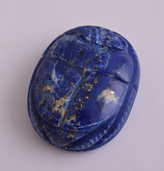 Egyptian Scarab-Carved Egyptian Lapis Lazuli Scarab- 2.5" /  128 gram