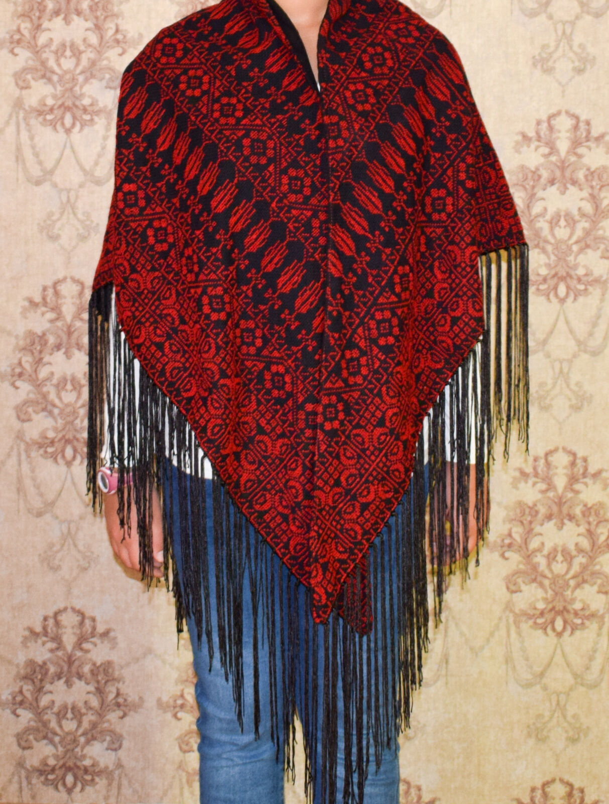 Hand Stitched embroidered Egyptian / Palestinian Bedouin Wrap Shawl Scarf