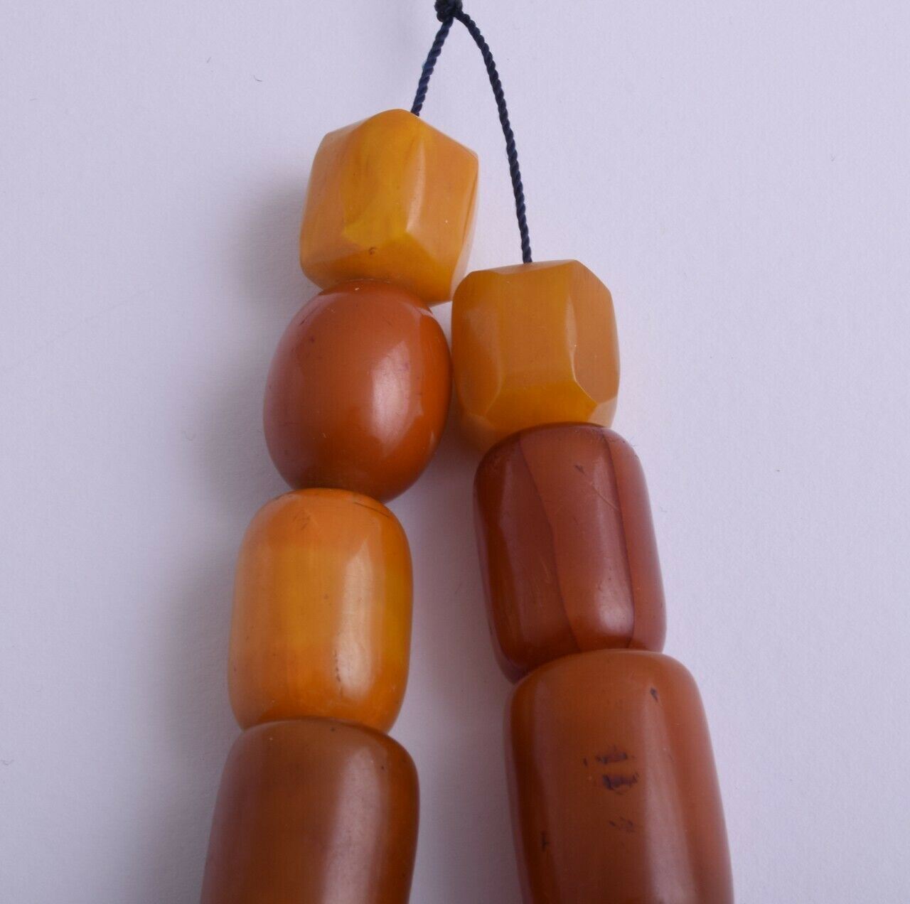 Antique German Misky Bakelite Amber /Trade Beads-Simulated Amber Strand Necklace