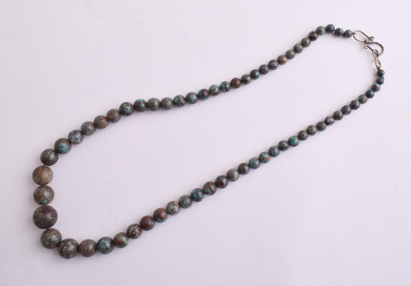 Egyptian Turquoise Spiderweb Necklace choker- round beads , 56 grams