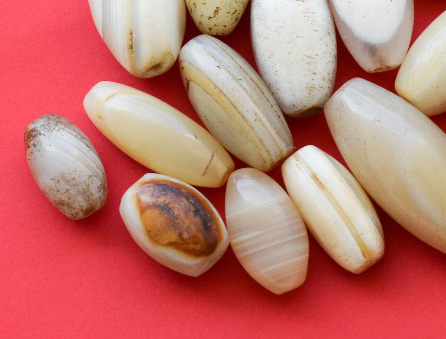 25 Antique ancient banded agate Carnelian beads-middle eastern-300 grams