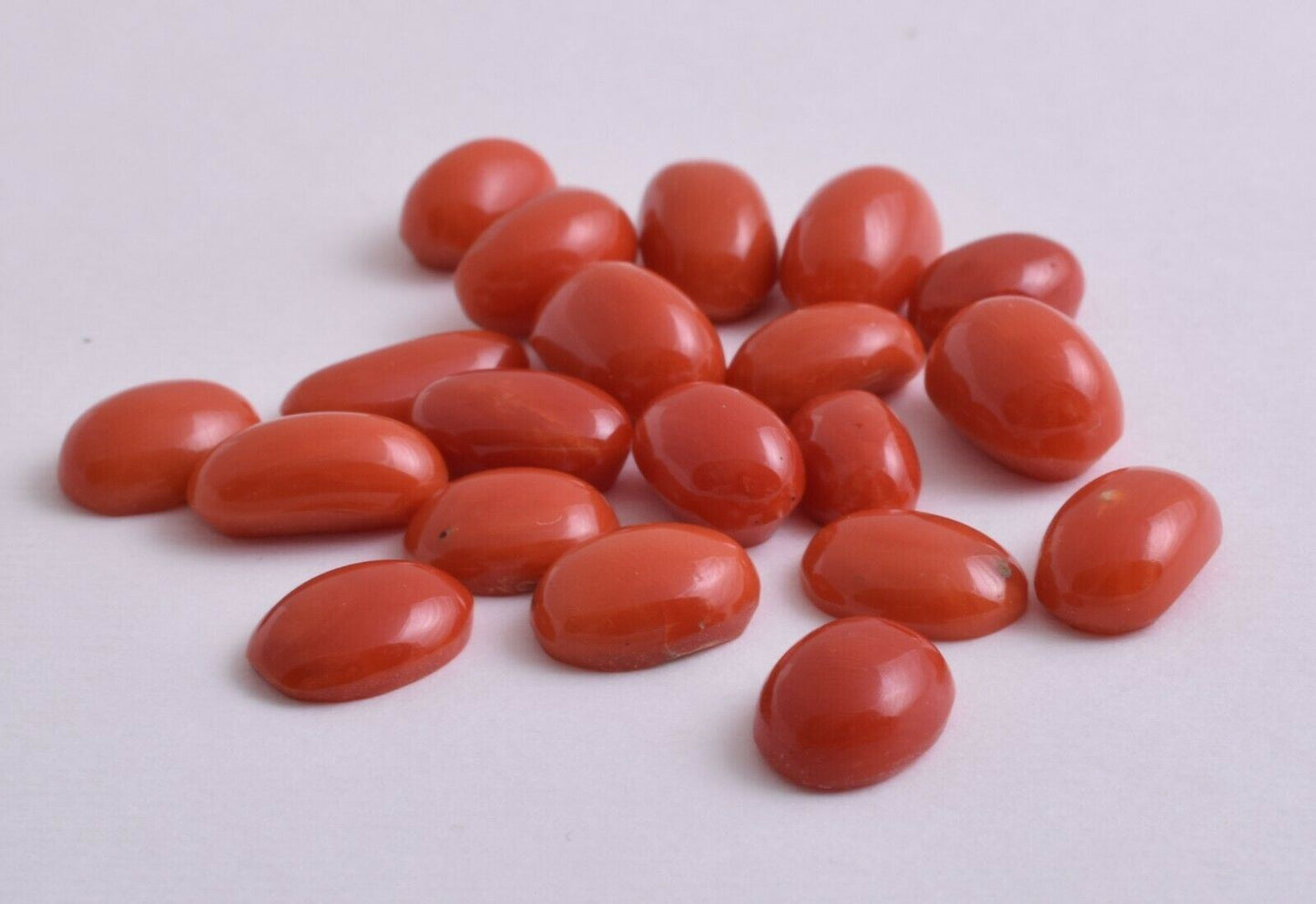 Natural Red Coral Cabochon Cab-20 Pcs untreated Italian Red Coral Gem-47 Carats