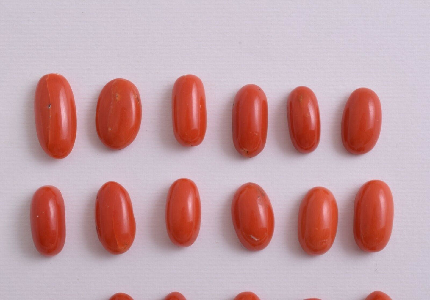 Natural Red Coral Cabochon Cab-24Pcs untreated Mediterranean Red Coral-96 Carats