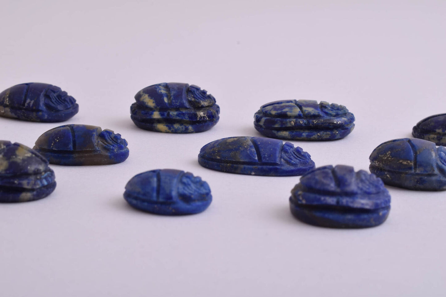 18 Egyptian Scarab-Hand Carved Egyptian lapis Lazuli Scarab-Revival stone