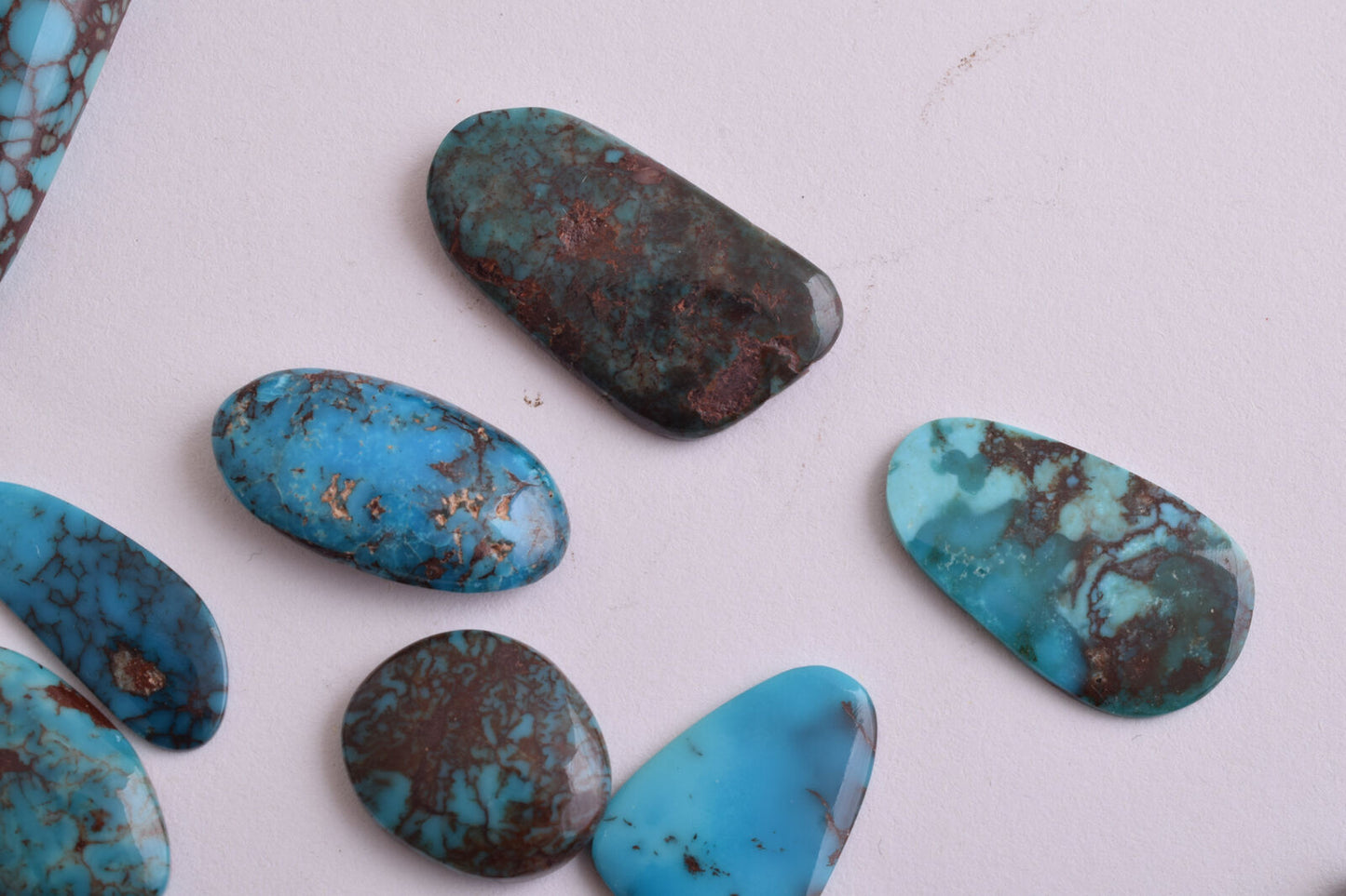 Egyptian Turquoise smoky Cabochon/+110 flat cab stone- 204 Grams-Lot