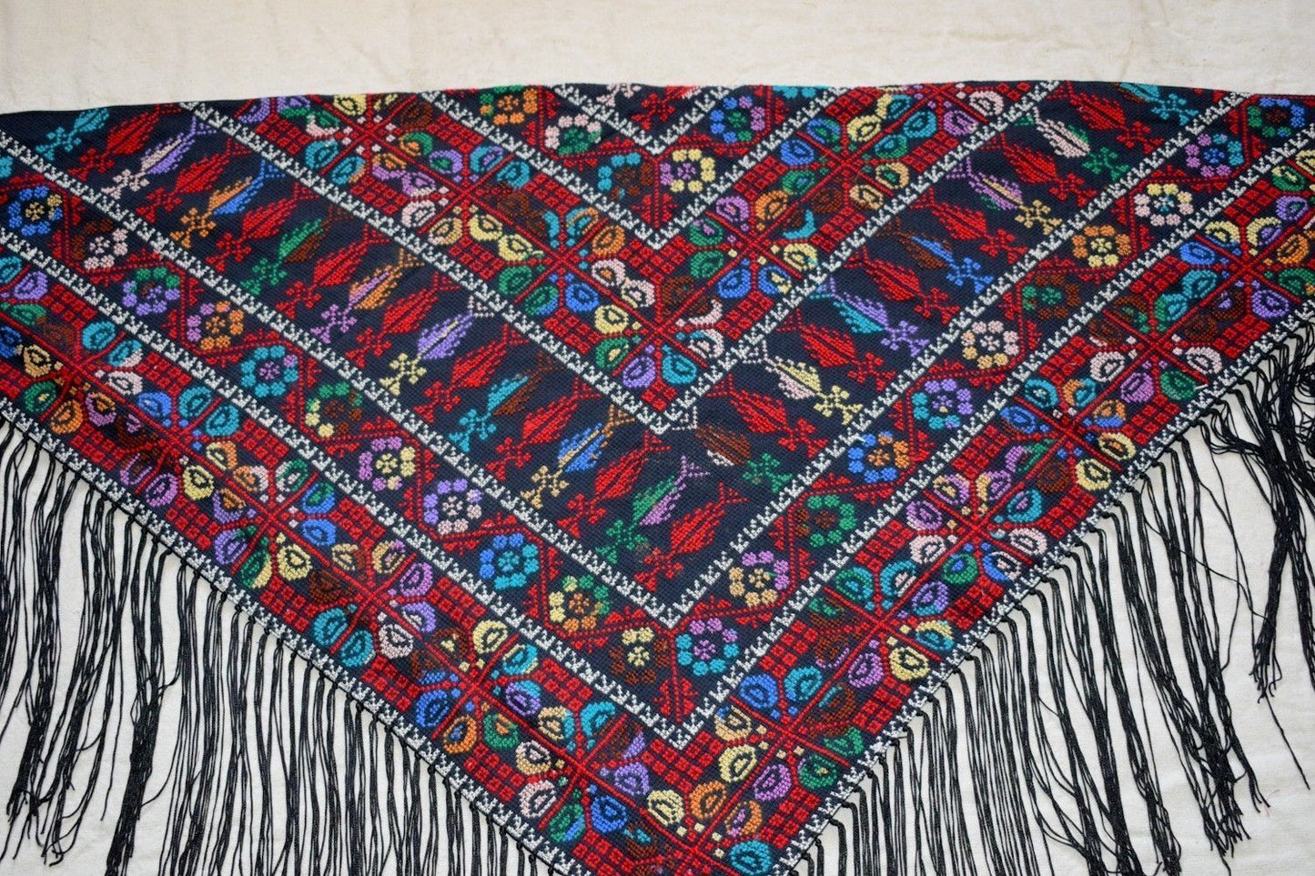 Palestinian Scarf, Embroidered Shawl, Egyptian Shawl, Bedouin Scarf, Hand Woven