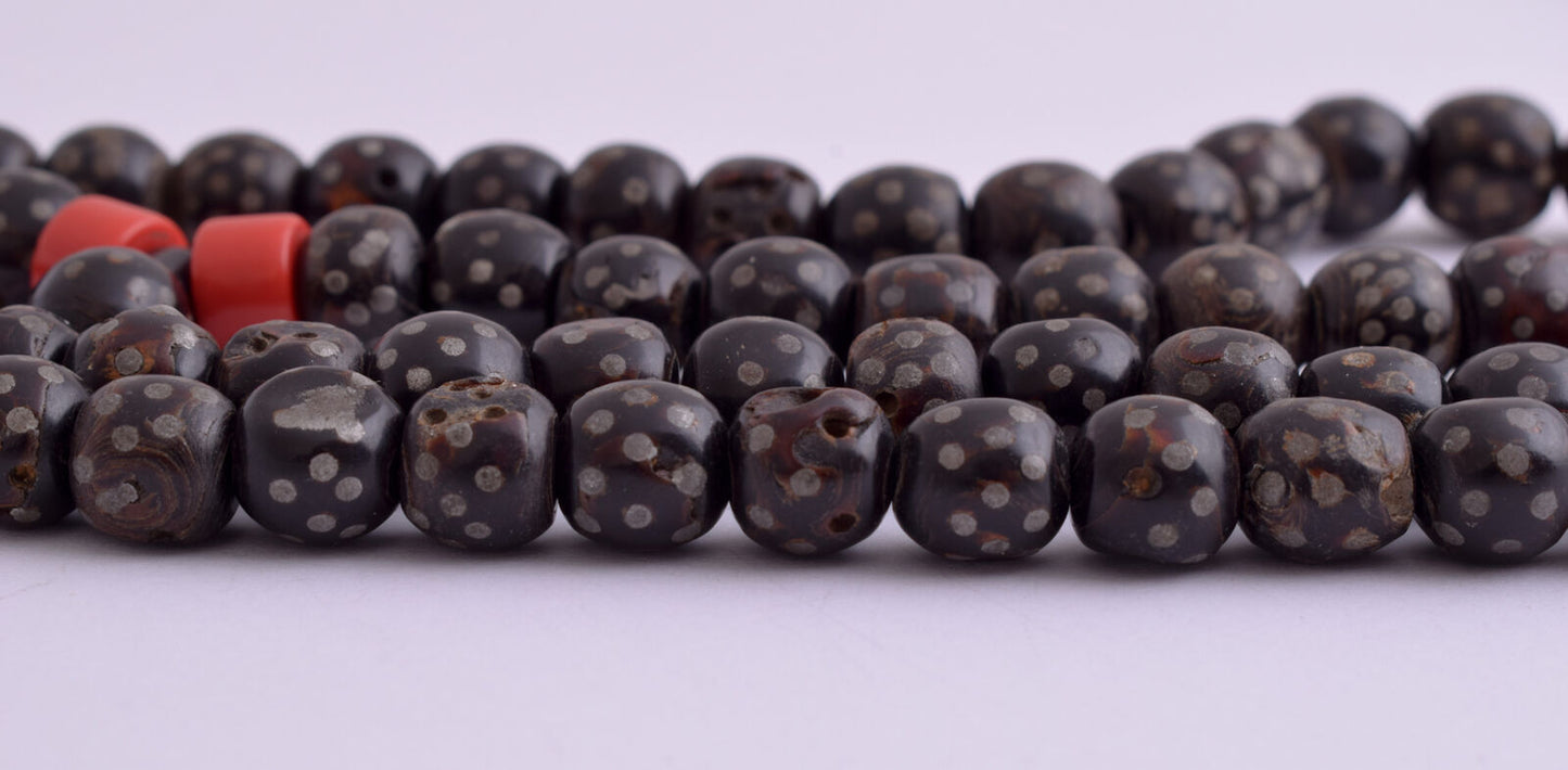 Antique black coral Makawy -Prayer beads-komboloi strand-70gram-يسر مكاوي قديم