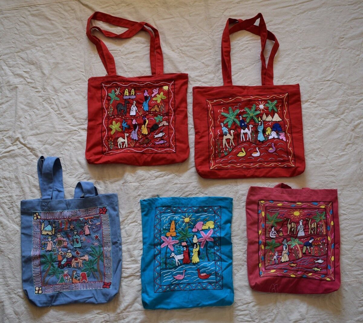 5X Hand embroidered Egyptian Shoulder bag -Farmer traditional scenes