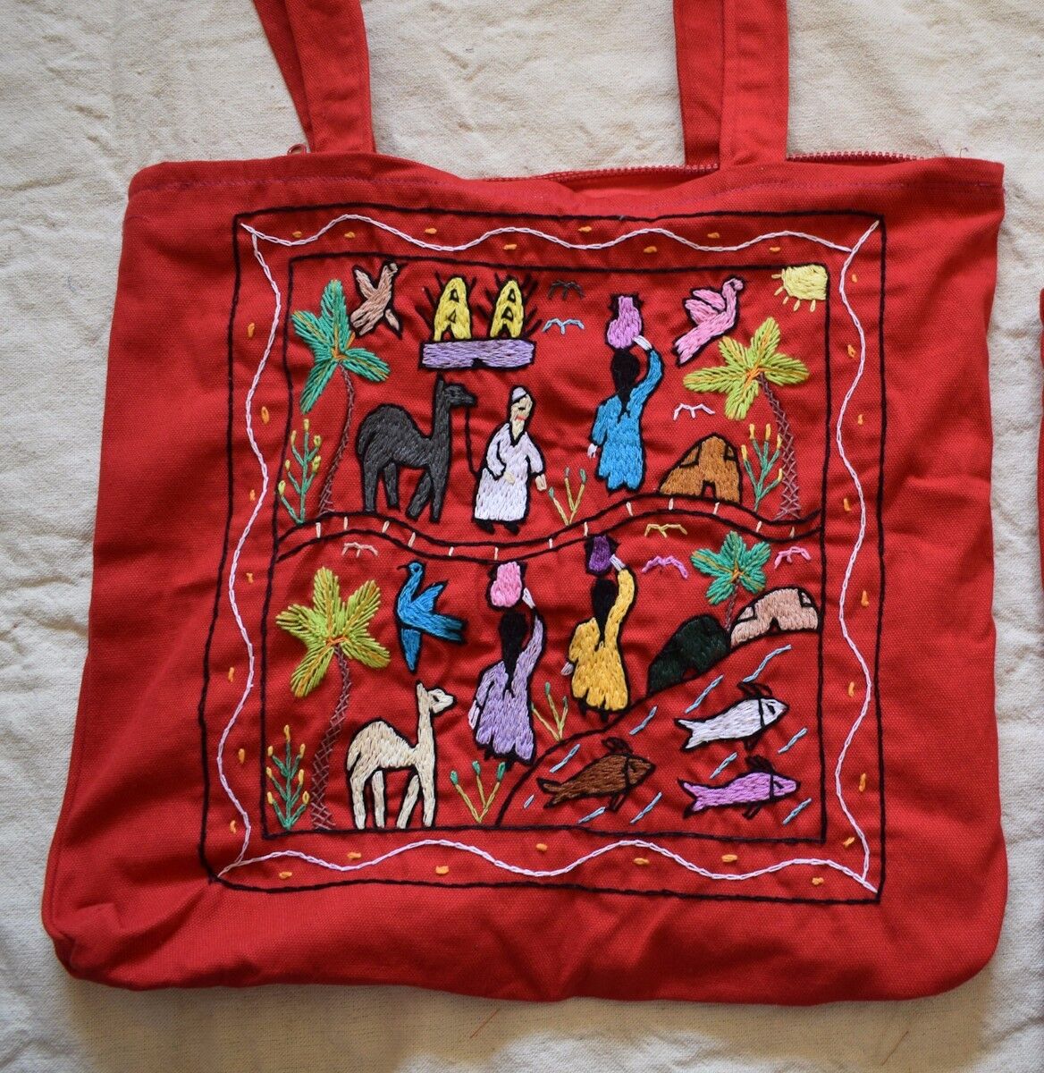 5X Hand embroidered Egyptian Shoulder bag -Farmer traditional scenes