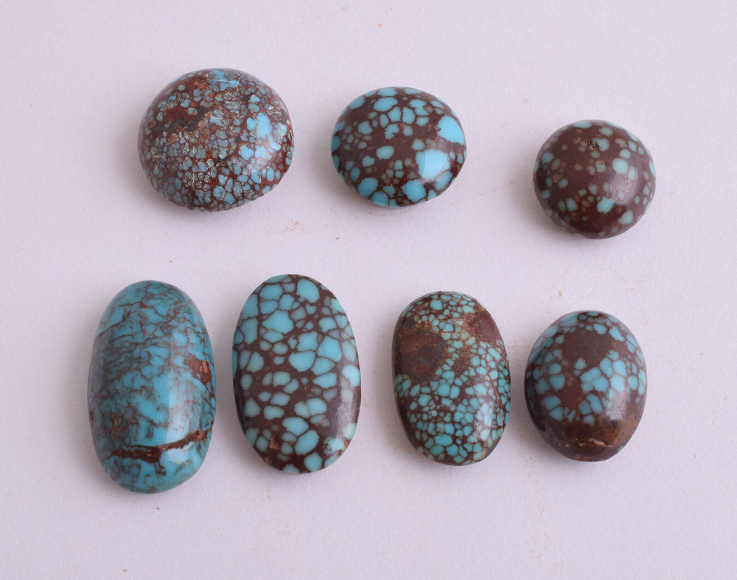 Egyptian Turquoise spiderweb Cabochon/ 7 Cab cabochon stone- 93 Carats-Lot