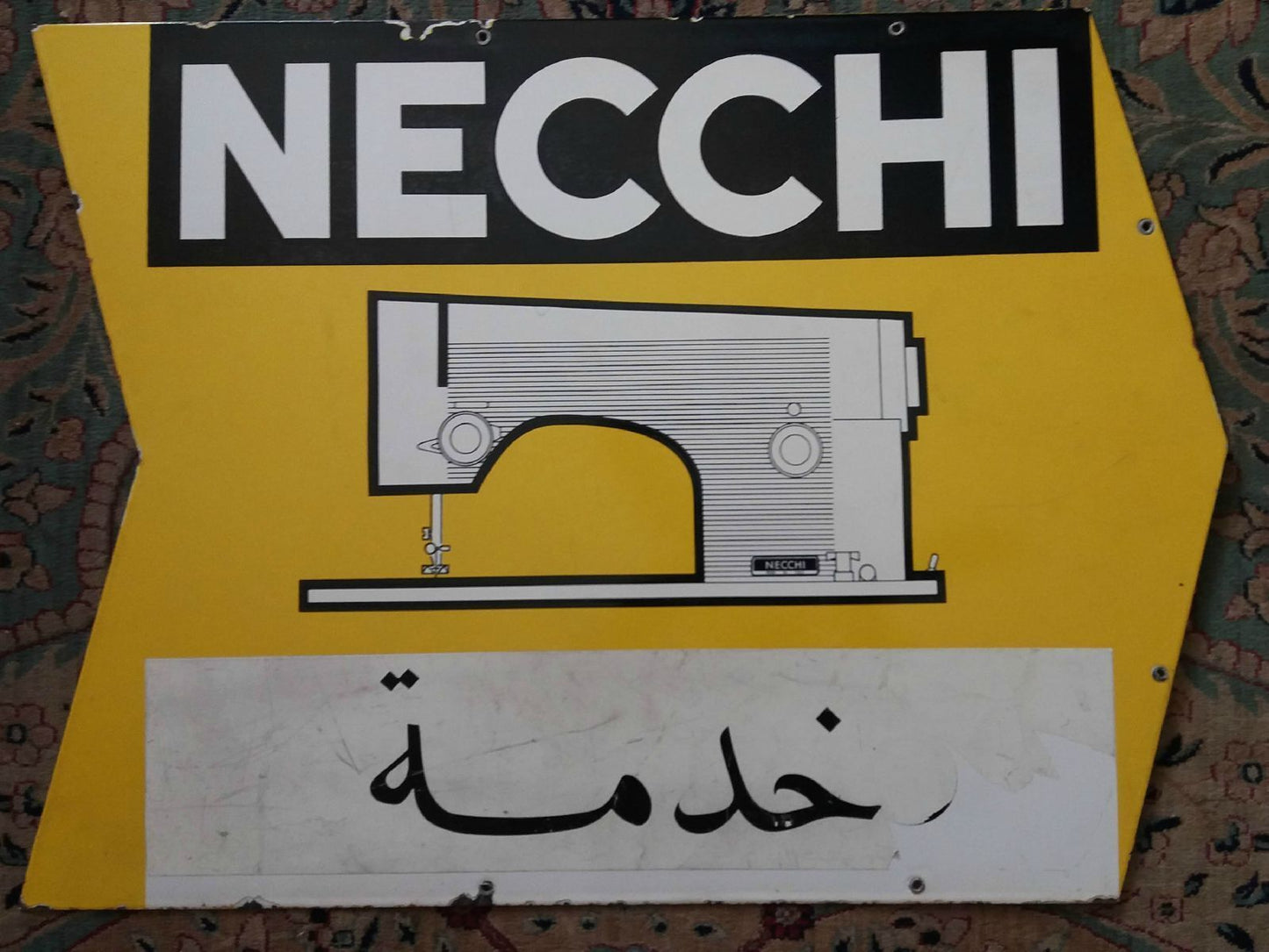 Vintage Italian NECCHI Sewing Machine enamel porcelain sign