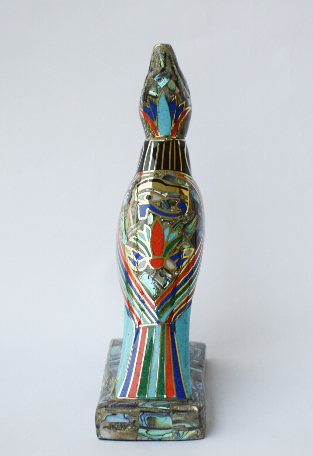 Egyptian Horus Statue-covered with Mother of Pearl-Decorative-Revival/ 8.7"