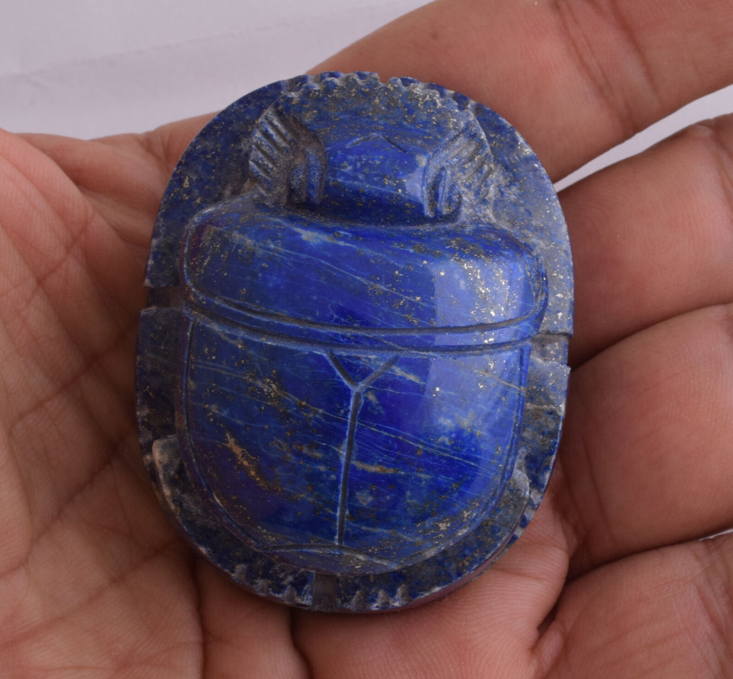 Egyptian Scarab-Carved Egyptian Lapis Lazuli Scarab- 2.3" /  162 gram