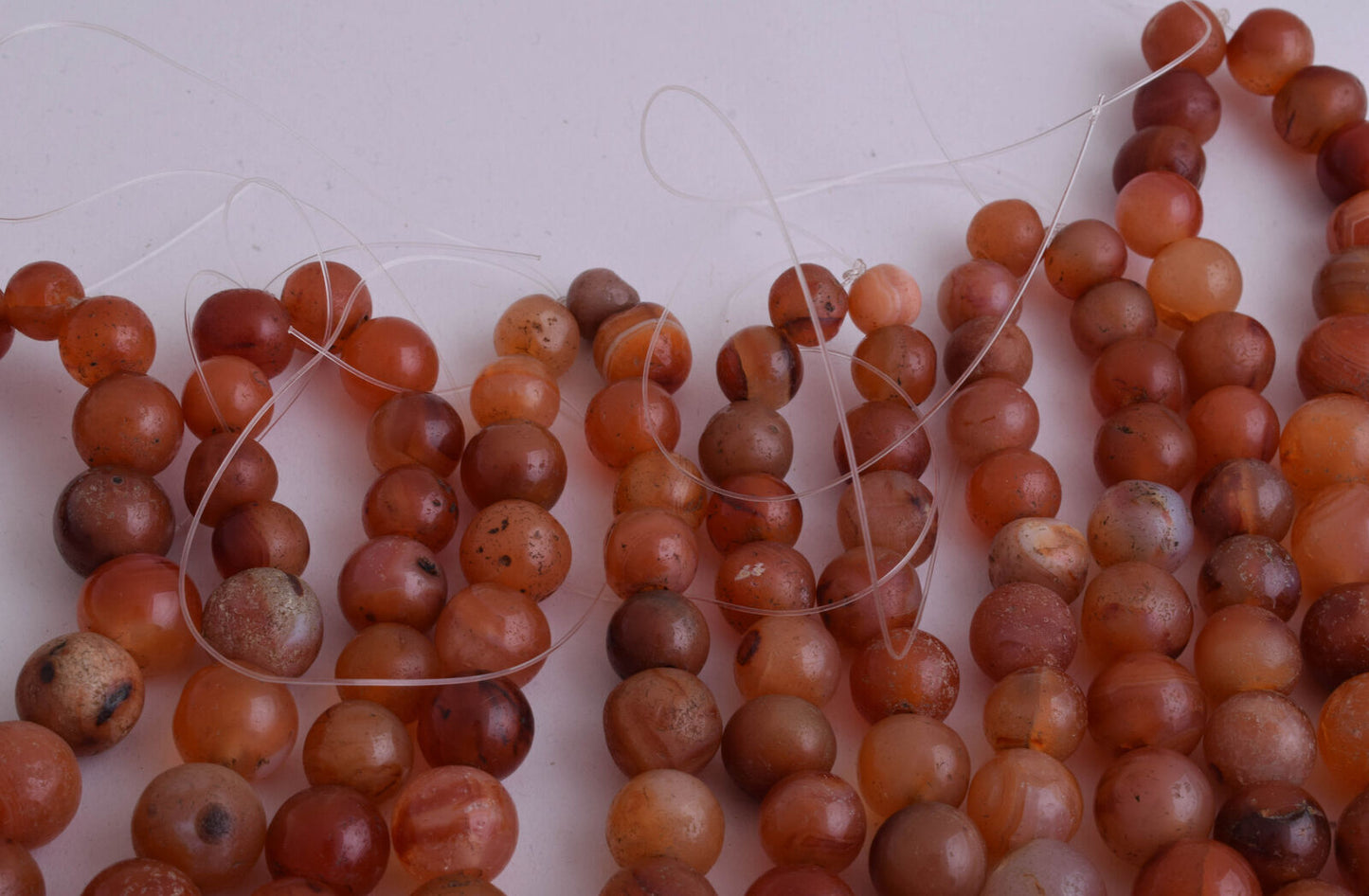 8 Antique old Carnelian round Agate beads Necklace-middle eastern