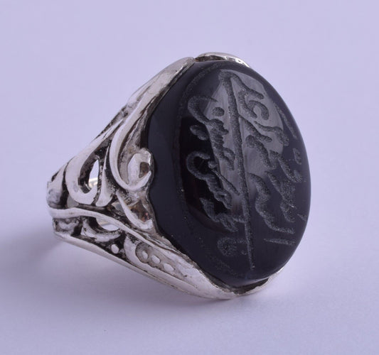 Yemeni Yemen kabdi agate aqeeq aqiq Silver Men Ring-shefat alabed شفة العبد-DHL