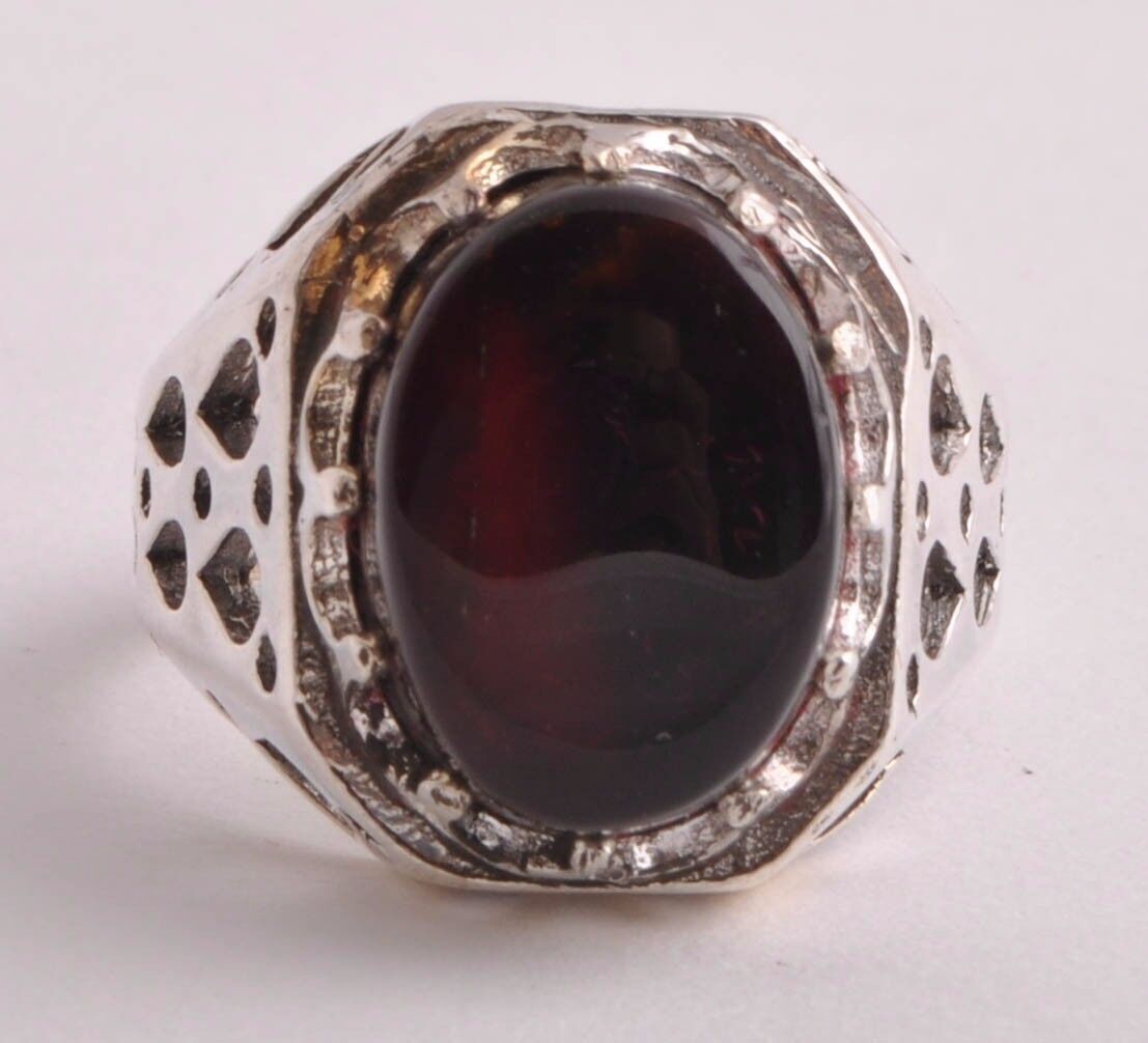 Yemeni Yemen kabdi agate aqeeq aqiq Silver Men Ring-Middle Eastern-عقيق كبدي-DHL