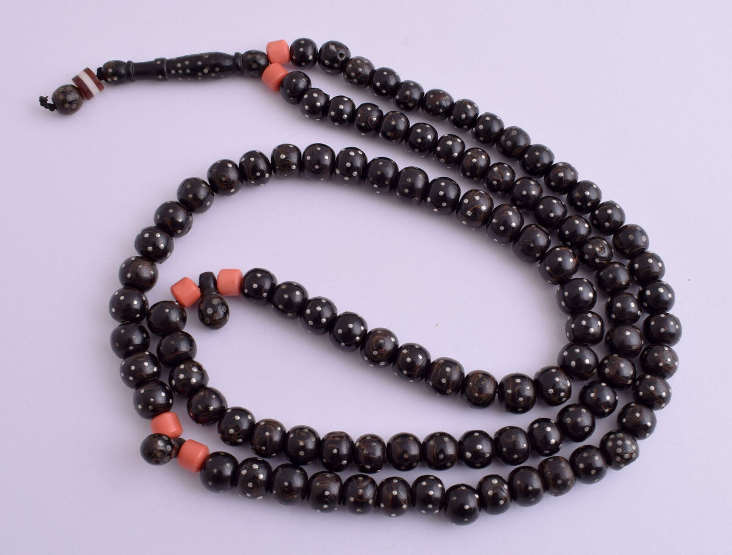 Antique black coral Yusr prayer beads-makawy Hejaz -106gr-يسر مكاوي قديم