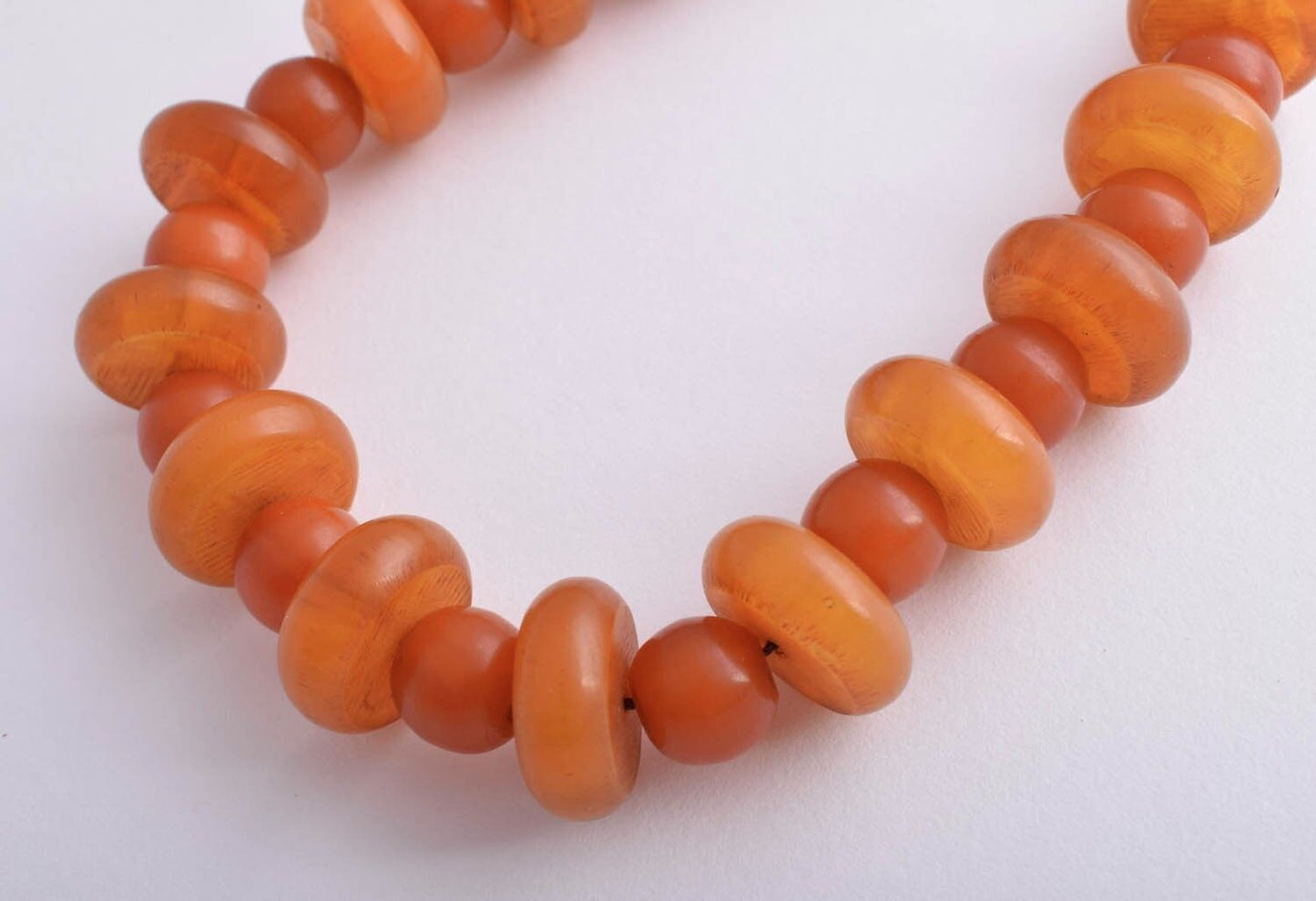 Vintage African Bakelite Amber Trade Beads-Simulated Amber Strand Necklace