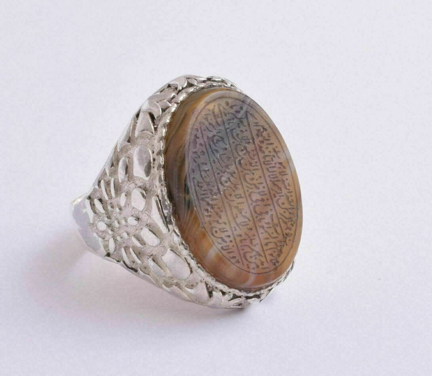 Agate aqeeq aqiq 925 Silver Men Ring- Quran-Islamic yemen- yemeni