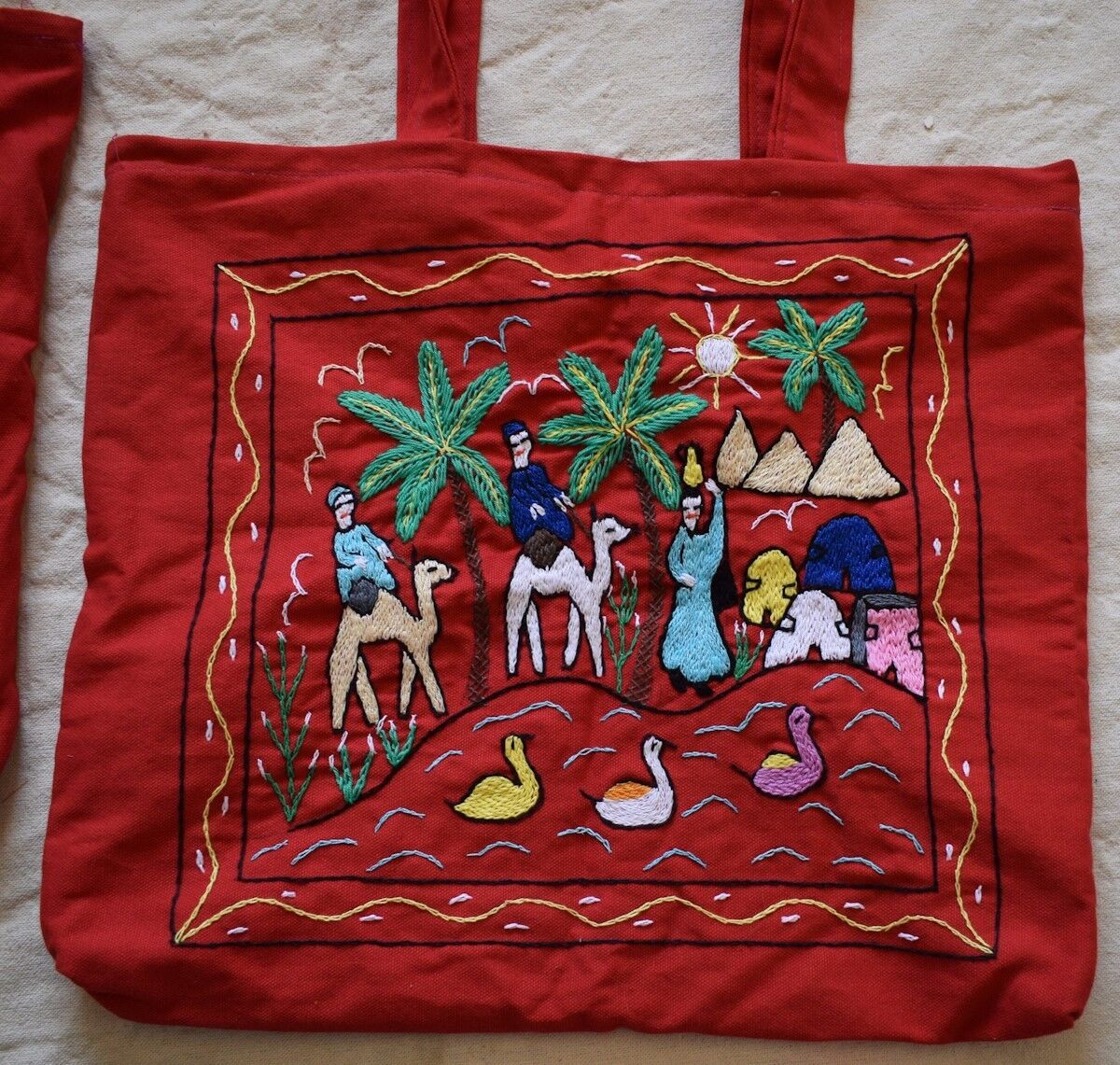 5X Hand embroidered Egyptian Shoulder bag -Farmer traditional scenes