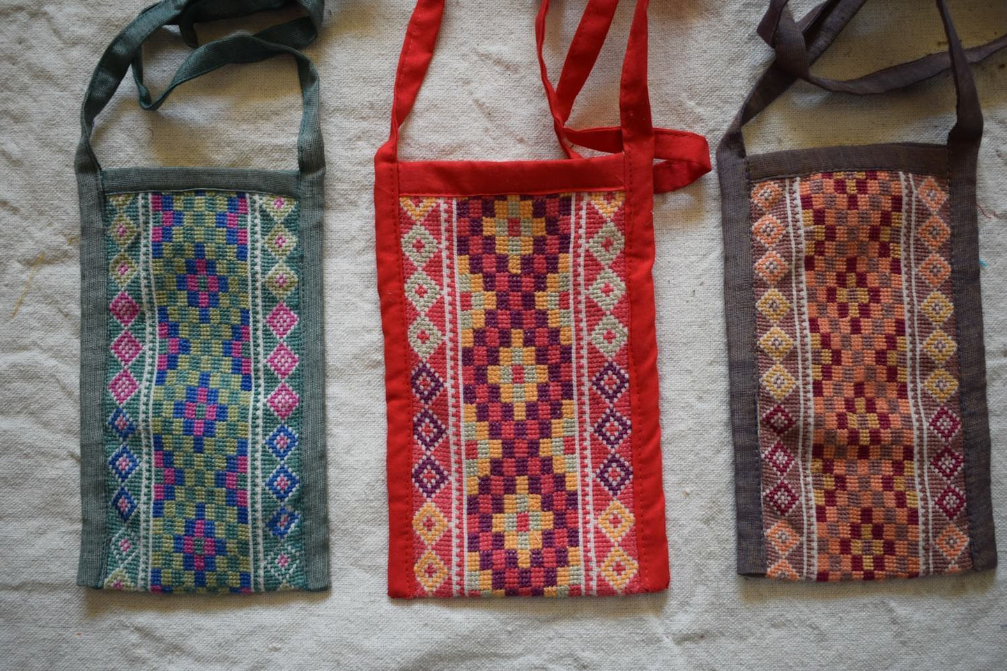 3 Hand Stitched embroidered Egyptian Palestinian Bedouin Purse shoulder Bags